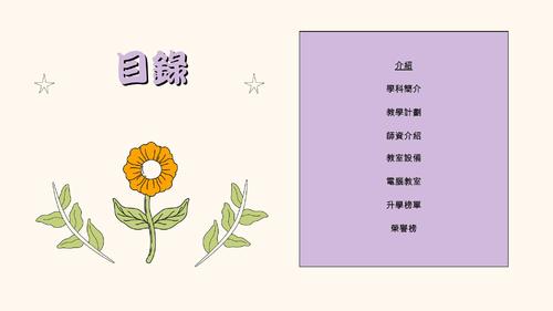 淡紫色橘色淺綠色快樂嬉皮關於我的學校簡報